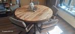 Ronde tafel mangohout, Huis en Inrichting, Tafels | Eettafels, Ophalen, Rond, Zo goed als nieuw, Vijf personen of meer