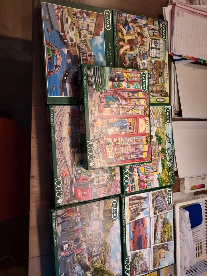 Falcon Puzzels 1000 stukjes - Diverse Motieven, Hobby en Vrije tijd, Denksport en Puzzels, Gebruikt, Legpuzzel, 500 t/m 1500 stukjes