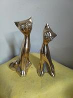 14146) 2 mooie messing poezen   17cm hoog, Antiek en Kunst, Antiek | Koper en Brons, Ophalen of Verzenden