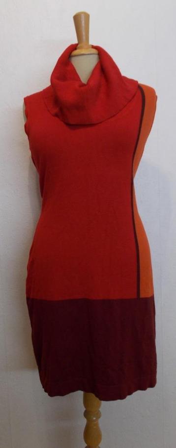 Fijn gebreide/knitwear rode retro look jurk met col! L beschikbaar voor biedingen