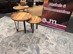 Salontafel 2-Delig rond mango/Metaal Direct/Leverbaar E-7252, Huis en Inrichting, Tafels | Salontafels, Ophalen, Minder dan 50 cm