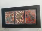Australische Aboriginal Kunst - Ingelijste Triptiek, Ophalen of Verzenden