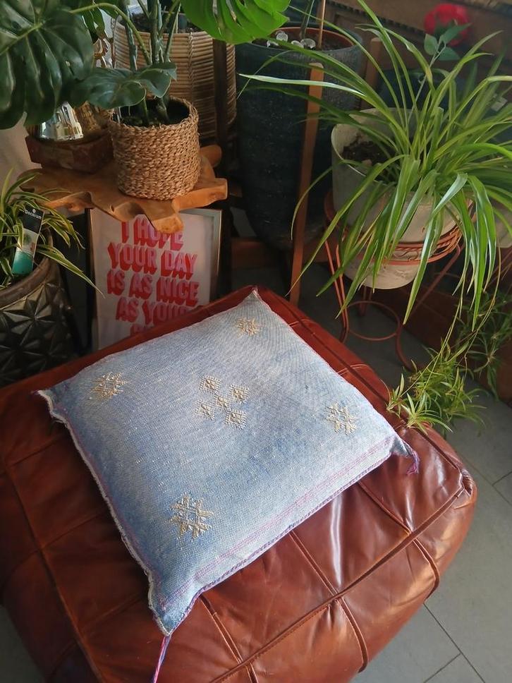 Handgemaakte sierkussen overtrek - Uniek design!, Huis en Inrichting, Woonaccessoires | Kussens, Zo goed als nieuw, Blauw, Vierkant