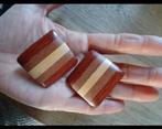 Vintage oorclips van hout, Ophalen of Verzenden, Bruin, Overige materialen