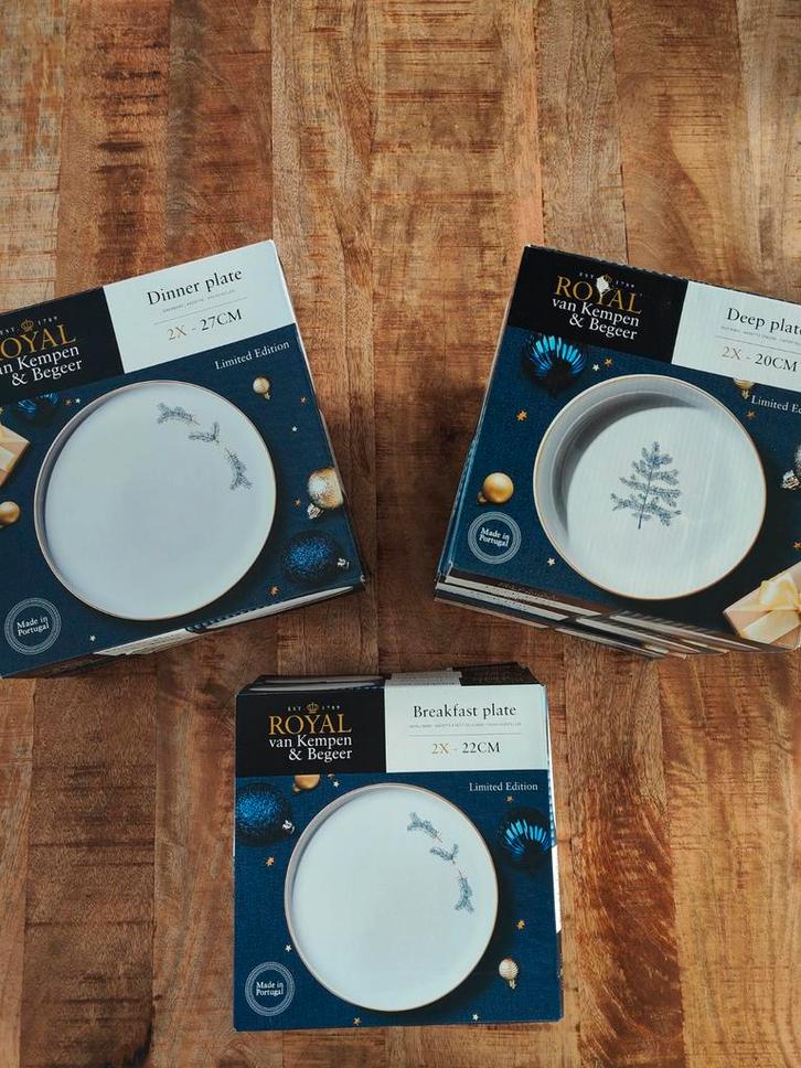 6 pers Royal Kempen & Begeer Kerst servies AH Albert Heijn, Huis en Inrichting, Keuken | Servies, Nieuw, Bord(en), Overige stijlen