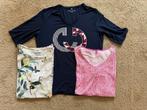 3 Gerry Weber t-shirts donkerblauw, roze, beige-groen, 38/40, Maat 38/40 (M), Ophalen of Verzenden, Zo goed als nieuw, Korte mouw