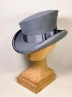 Grijze victoriaanse hoge hoed heren dames steampunk top hat, Verzenden, Nieuw, Hoed