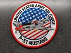 Patch   -  P - 51 Mustang, /  USA  Air Force  115 mm.rond, Embleem of Badge, Amerika, Luchtmacht, Ophalen of Verzenden