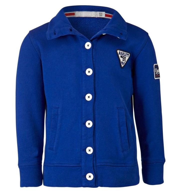 De Bijenkorf kobaltblauw sweatvest vest hoge kraag 104-110, Kinderen en Baby's, Kinderkleding | Maat 104, Nieuw, Jongen, Trui of Vest