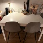 Witte Uitschuifbare Tafel, Ophalen, Kunststof, 100 tot 150 cm, Zo goed als nieuw