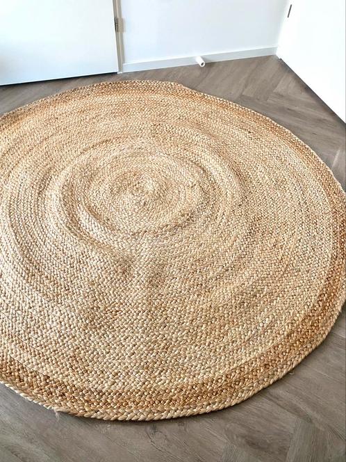 VLOERKLEED JUTE ROND 180 CM NATUREL, Huis en Inrichting, Stoffering | Tapijten en Kleden, Zo goed als nieuw, 150 tot 200 cm, Rond