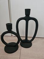 H&M Home set kandelaars zwart metaal, Ophalen of Verzenden, Zwart, Metaal, 25 tot 50 cm