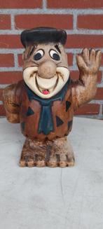 FRED FLINTSTONE GROOT 31CM  HOUTEN BEELD HAND GESNEDEN, Ophalen of Verzenden