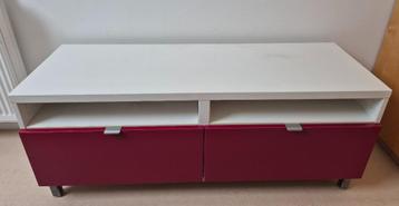 IKEA BESTÅ tv-meubel - rood hoogglans - chromen onderstel