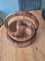 Vintage Houten Fruitmand Inklapbaar - 3 Vakjes, Gebruikt, Mand, Rond, Ophalen of Verzenden