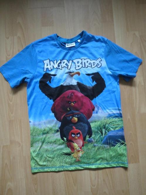 Grappig blauw shirt in prima staat van Angry Birds, maat 176, Kinderen en Baby's, Kinderkleding | Maat 176, Gebruikt, Jongen, Shirt of Longsleeve