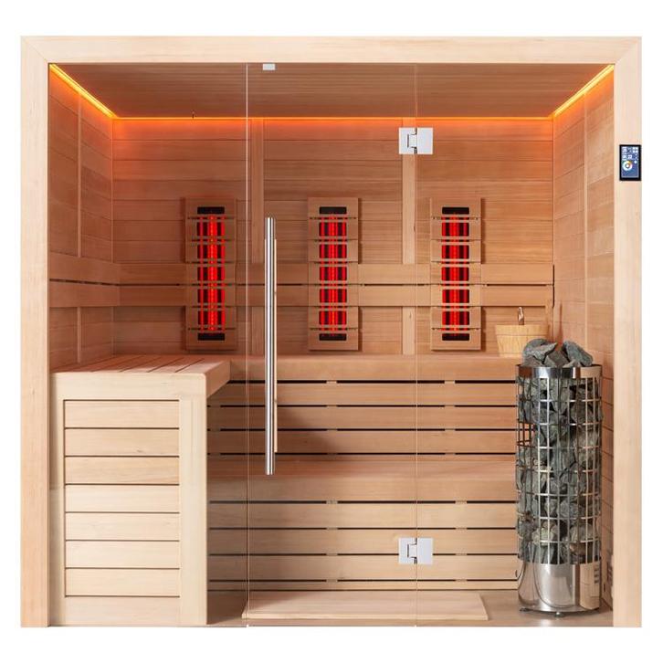 COMBI SAUNA INFRAROOD MET OPGIETKACHEL SUPER STUNT! 🚚, Sport en Fitness, Sauna, Nieuw, Complete sauna, Fins of Traditioneel, Ophalen of Verzenden
