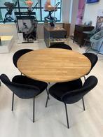 Ronde Eettafel Rhonda met 5 stoelen van Woood, Huis en Inrichting, Tafels | Eettafels, Ophalen, Gebruikt, 100 tot 150 cm, Eikenhout