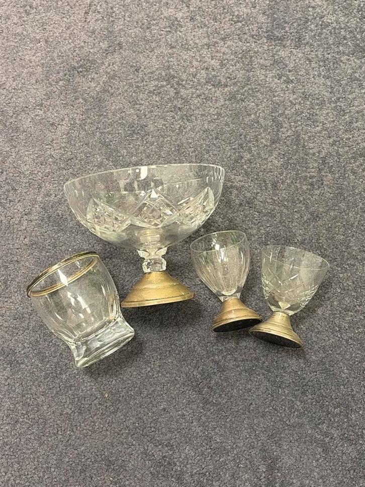 Vintage Kristallen Schalen en Glazen Set, Antiek en Kunst, Antiek | Glas en Kristal, Ophalen of Verzenden