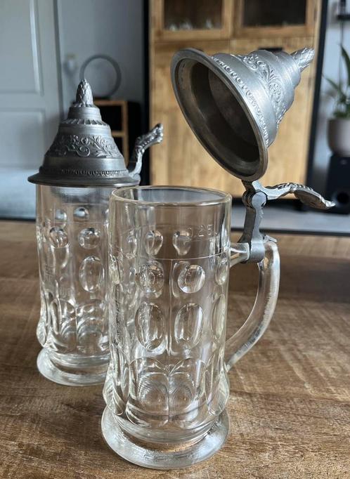 Königsbacher bierpul, tinnen deksel, Antiek en Kunst, Antiek | Glas en Kristal, Ophalen of Verzenden