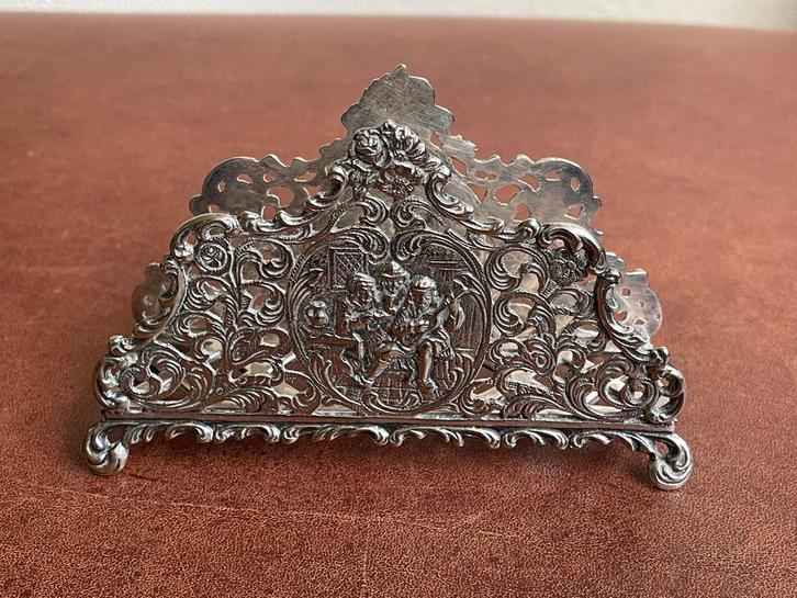 Verzilverde servethouder oud-Hollandse voorstelling, Antiek en Kunst, Antiek | Goud en Zilver, Zilver, Ophalen of Verzenden