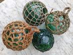 Vintage macramé met 4 glazen bollen, Denemarken, Antiek en Kunst, Curiosa en Brocante, Ophalen of Verzenden