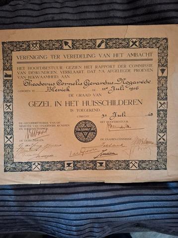 Diploma 31 juli 1948 beschikbaar voor biedingen