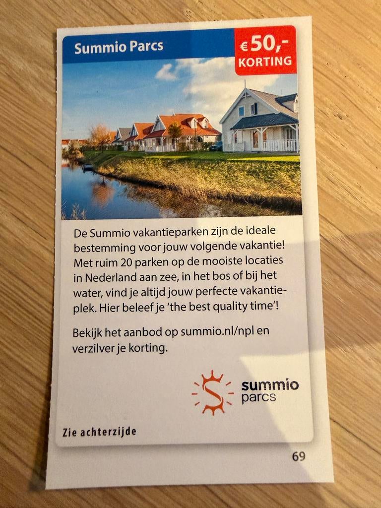 Kortingsbon voor Summio Parcs, Twee personen, Kortingsbon