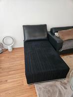 Zwarte Chaise Longue - Leer & Stof - Rookvrij, Ophalen