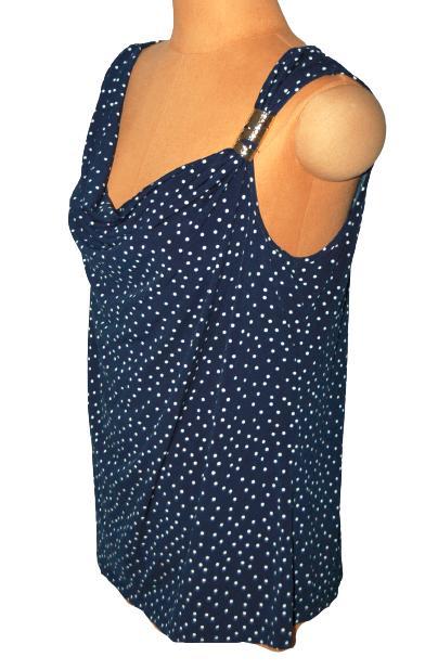 Calvin Klein top, topje, dots, blauw/wit, Mt. L, Kleding | Dames, Tops, Zo goed als nieuw, Maat 42/44 (L), Blauw, Zonder mouw