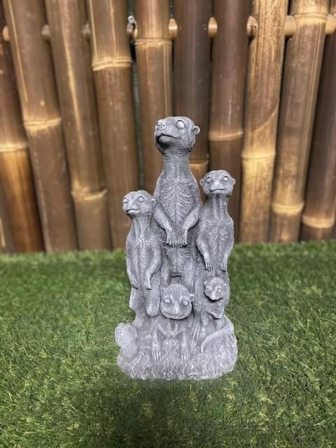 Stokstaartjes familie nr.221, Tuin en Terras, Tuinbeelden, Nieuw, Dierenbeeld, Beton, Ophalen