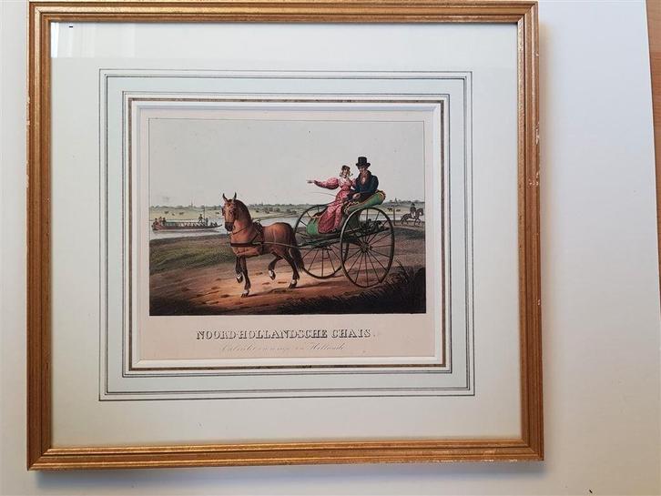 Noord Hollandsche Chais, +-1830, gekleurde litho, Antiek en Kunst, Kunst | Litho's en Zeefdrukken, Ophalen of Verzenden