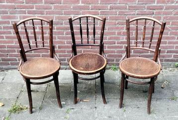 Drie oude Thonetstoelen, antiek!  beschikbaar voor biedingen