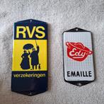 Reclameborden RVS en Edy, Verzamelen, Ophalen, Gebruikt, Reclamebord
