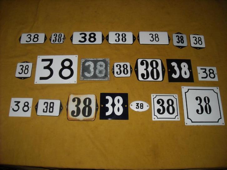 oud emaille huisnummer 38 ook 39 40 41 42 43 44 45 46 47 48, Antiek en Kunst, Antiek | Emaille, Ophalen of Verzenden