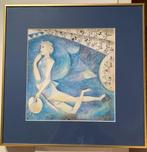 Aquarel naar Chagall met lijst, Ophalen of Verzenden