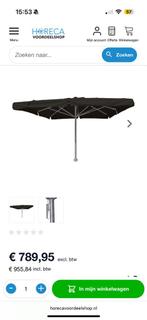 Horeca parasol 4x4 met voet aanbieding, Ophalen, Zo goed als nieuw, Meer dan 4 meter