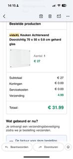 vidaXL Keuken Achterwand Glas 70x50cm, Huis en Inrichting, Keuken | Keukenelementen, Wit, Nieuw, Minder dan 25 cm, Minder dan 100 cm