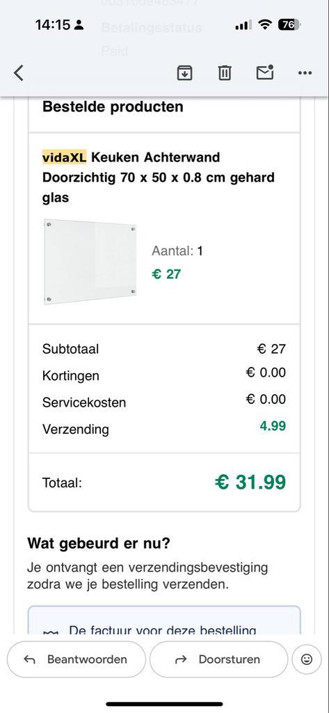 vidaXL Keuken Achterwand Glas 70x50cm, Huis en Inrichting, Keuken | Keukenelementen, Nieuw, Minder dan 100 cm, 50 tot 100 cm, Minder dan 25 cm