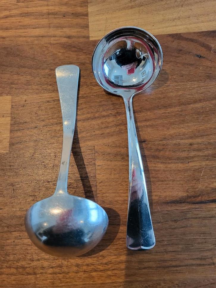 Haags lofje Juslepel of Sauslepel SOLA 100 verzilverd, Huis en Inrichting, Keuken | Bestek, Zo goed als nieuw, Los bestek, Zilver