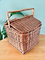 Grote vintage rotan mand opbergmand picknickmand, Ophalen of Verzenden, Gebruikt, Rond, Riet