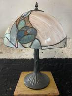 Prachtige grote vintage Tiffany lamp blauw wit groen fraai, Ophalen, Gebruikt, 50 tot 75 cm, Glas