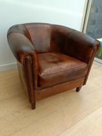 Club fauteuil schapenleer, Huis en Inrichting, Fauteuils, Ophalen, 50 tot 75 cm, Leer, 75 tot 100 cm