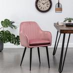 Eetkamerstoel met armleuningen en zwarte poten-Rose 4 Stuks, Huis en Inrichting, Stoelen, Ophalen, Nieuw, Rood, Vier
