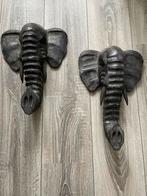 Houten olifantenkoppen decoratie, Ophalen of Verzenden