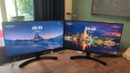 2x fullhd 24 inch led monitor. Hdmi, dvi, vga, Ophalen, VGA, Kantelbaar, Full HD