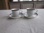 Douwe Egberts 2 porselein kop D8cm H7cm schotels D14cm, Ophalen of Verzenden, Zo goed als nieuw, Overige stijlen, Kop(pen) en/of Schotel(s)