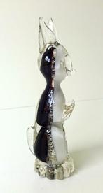 Glazen konijn wit donkerbruin zilverkleur Murano 2111-g, Antiek en Kunst, Antiek | Glas en Kristal, Ophalen of Verzenden