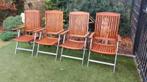 4 prachtige luxe verstelbare teakhouten tuinstoelen, Ophalen, Gebruikt, Teakhout, Verstelbaar