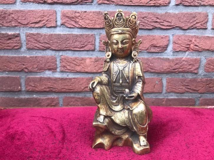 oud bronzen beeld, Boddhisattva Guanyin, Sino-Tibetaans, Antiek en Kunst, Antiek | Koper en Brons, Brons, Ophalen of Verzenden